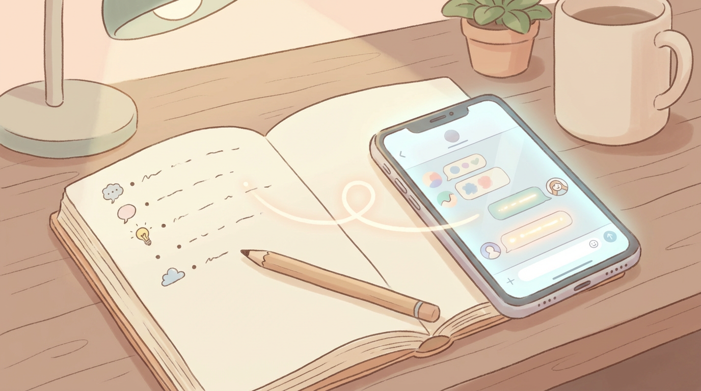 日本語でAIと対話するイラスト
