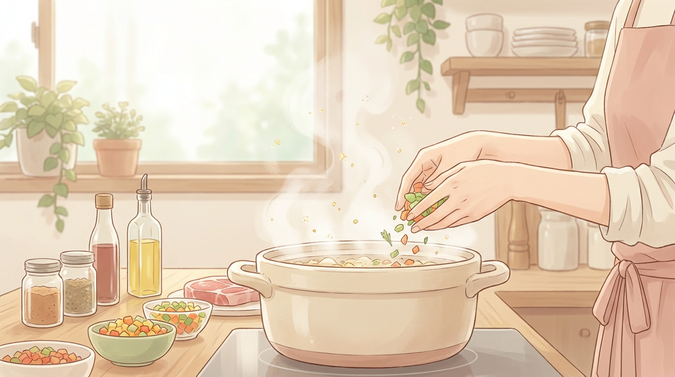 AIと料理の組み合わせを表現するイラスト